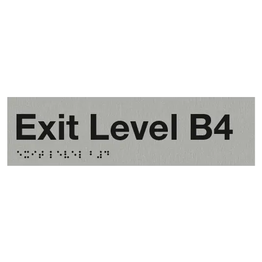 Braille Exit Sign Level Basement 4 | AS1428.1 Compliant Silver PVC Silver Braille & Tactile Signs