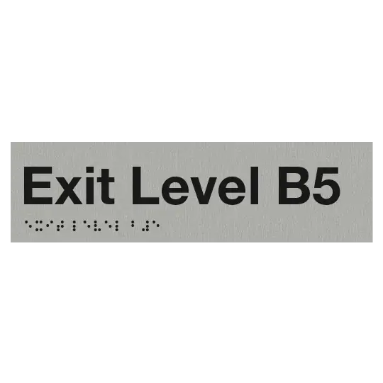 Braille Exit Sign Level Basement 5 | AS1428.1 Compliant Silver PVC Silver Braille & Tactile Signs