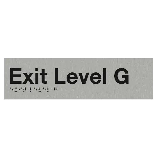 Braille Exit Sign Level G | AS1428.1 Compliant Silver PVC Silver 180mm x 50mm Braille & Tactile Signs