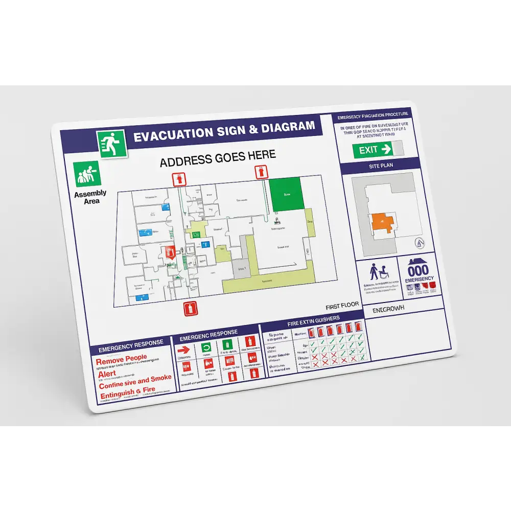 Evacuation Block Plans - AS3745 - Print only / White Allupanel / A3 - Fire Block Plans