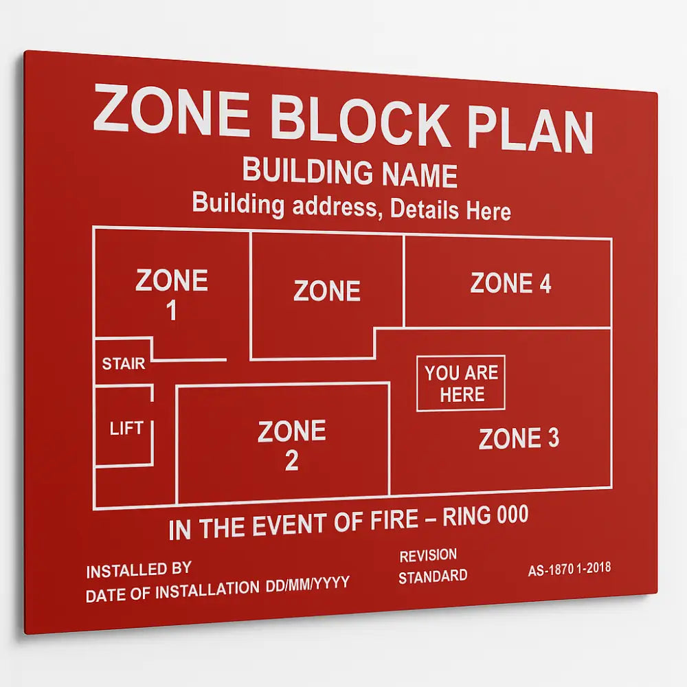 Fire Alarm / Zone Block Plans - AS1670.1 - Print only / Traffolyte Engraved / A3 - Fire Block Plans