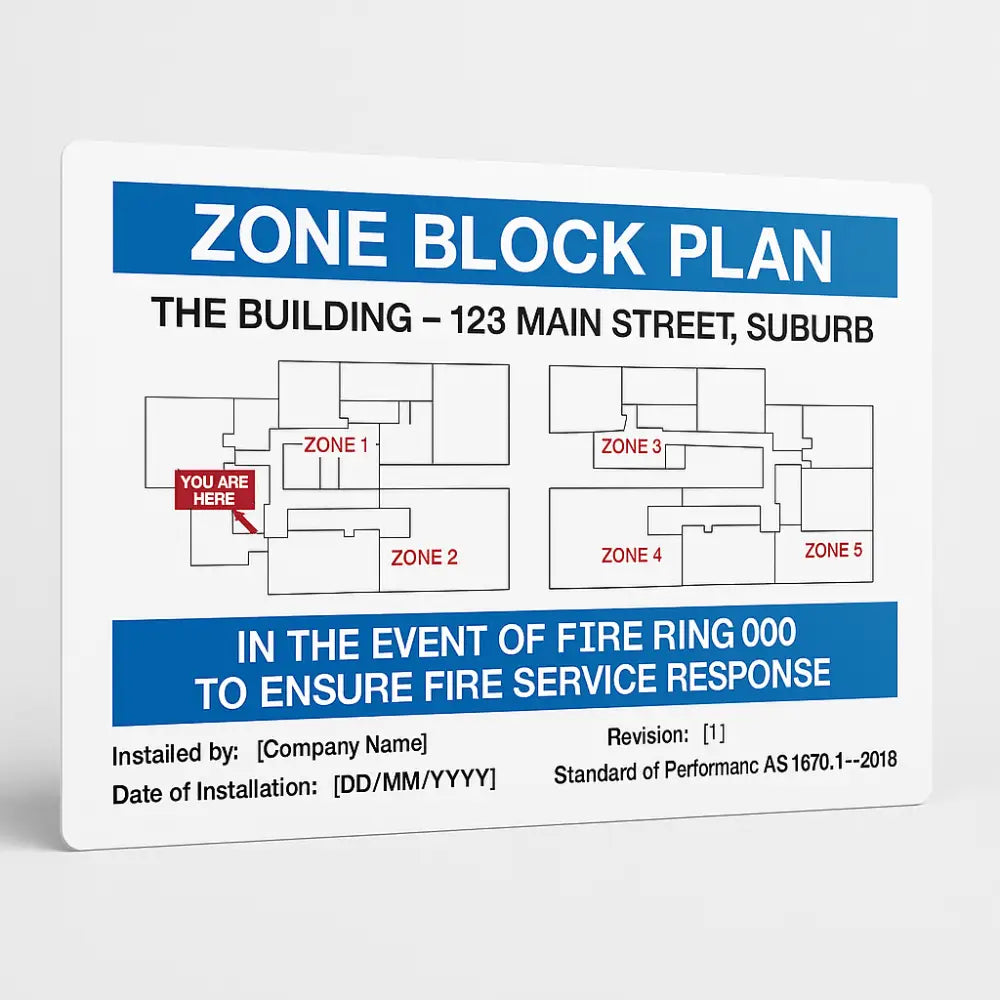 Fire Alarm / Zone Block Plans - AS1670.1 - Print only / White Allupanel / A3 - Fire Block Plans