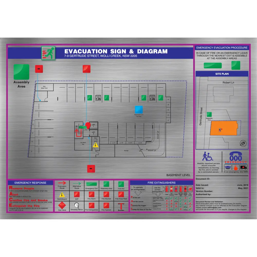 FIRE EVACUATION DIAGRAM SIGN - Fire Block Plans