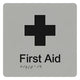 FIRST AID SIGN - Silver - 180mm x 180mm - Braille & Tactile Signs