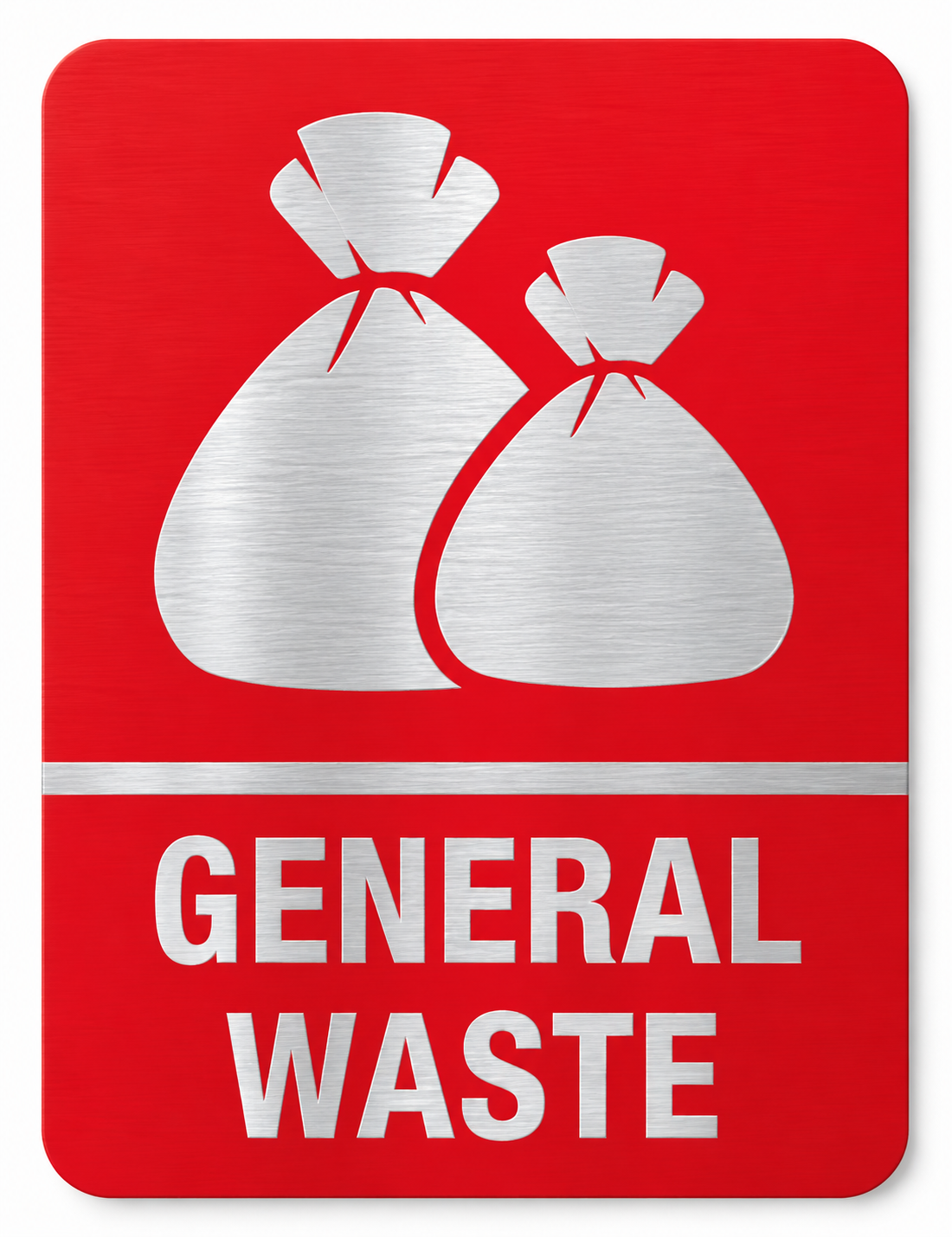 General Waste brushed aluminium sign, 200 x 260 mm