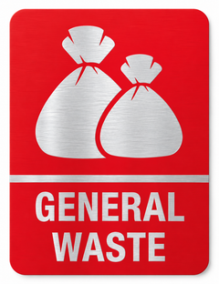 General Waste brushed aluminium sign, 200 x 260 mm