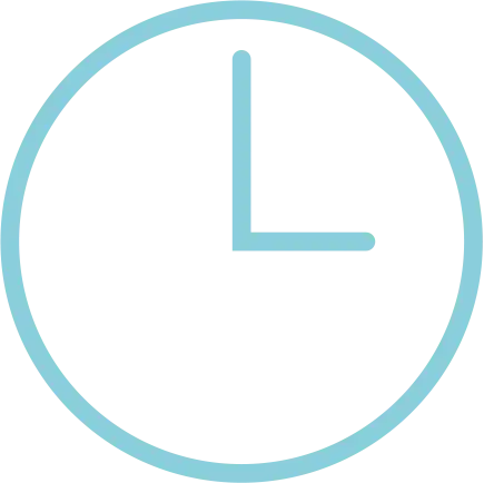 Light blue clock icon with a minimalist design and thin circular border.