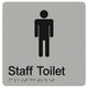 MALE STAFF TOILET SIGN - Silver - 180mm x 180mm - Braille & Tactile Signs