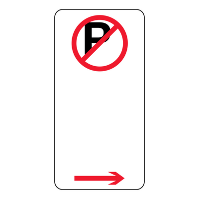 No Parking sign 225 x 450 mm — right arrow