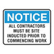 NOTICE ALL CONTRACTORS MUST BE SITE INDUCTED PRIOR TO COMMENCING WORK SIGN - Constructions & Safety Signs
