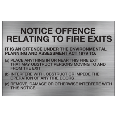 FIRE EXIT NOTICE OFFENCE SIGN