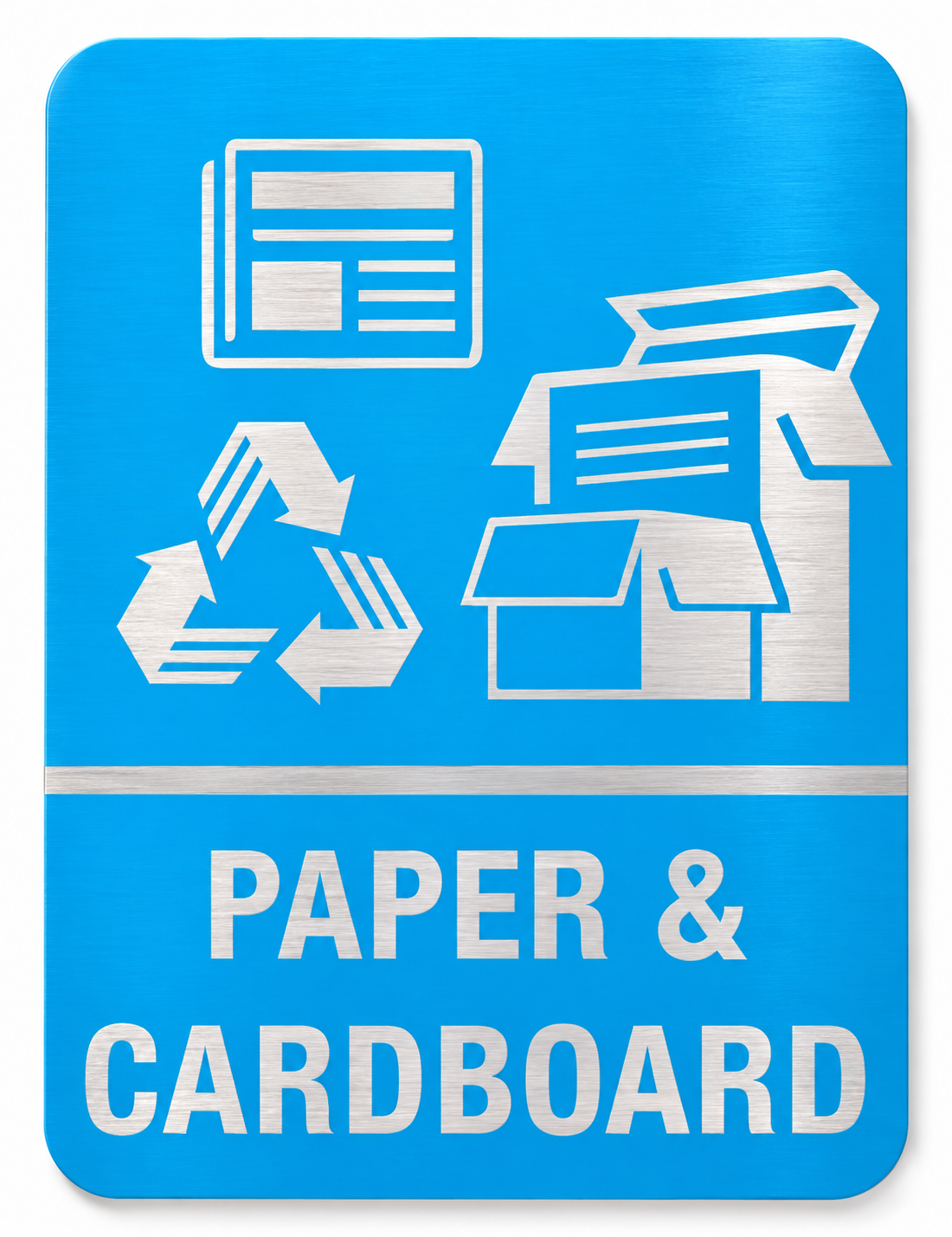 Paper Cardboard brushed aluminium sign, 200 x 260 mm
