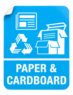 Paper Cardboard white vinyl sticker with peeled corner, 200 x 260 mm