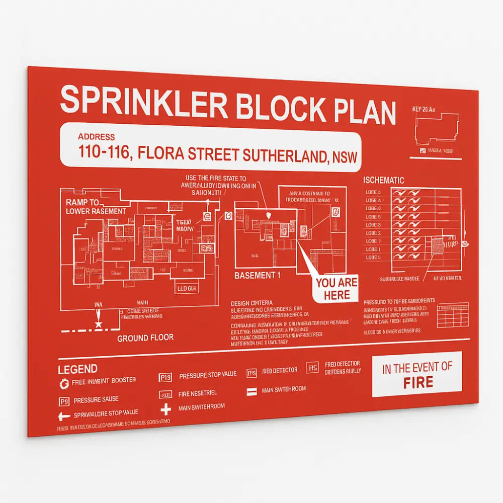 Sprinkler Block Plans sign - AS2118.1 - Print only / Traffolyte Engraved / A3 - Fire Block Plans