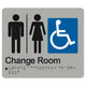 UNISEX ACCESSIBLE CHANGE ROOM SIGN - Silver – 210mm x 180mm - Braille & Tactile Signs