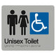 UNISEX ACCESSIBLE TOILET SIGN - Silver – 210mm x 180mm - Braille & Tactile Signs