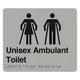 UNISEX AMBULANT TOILET SIGN - Silver – 210mm x 180mm - Braille & Tactile Signs