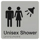 UNISEX SHOWER SIGN - Silver – 210mm x 180mm - Braille & Tactile Signs
