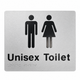 Unisex Toilet braille and tactile sign, silver PVC, 180 x 210 mm – product mockup