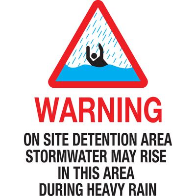 WARNING ON SITE DETENTION AREA