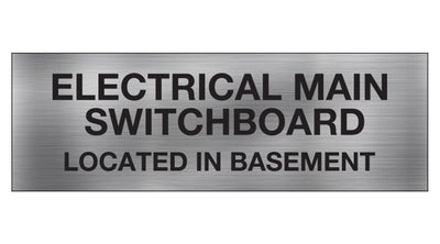 ELECTRICAL MAIN SWITCHBOARD LOCATED IN BASEMENT SIGN