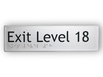 BRAILLE EXIT LEVEL 18 SIGN
