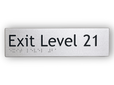 BRAILLE EXIT LEVEL 21 SIGN