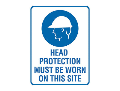 HEAD PROTECTION MUST BE WORN ON THIS SITE SIGN